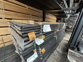 Ca. 50x Zweeds rabat zwart gecoat, 16x195mm, lengte 400cm